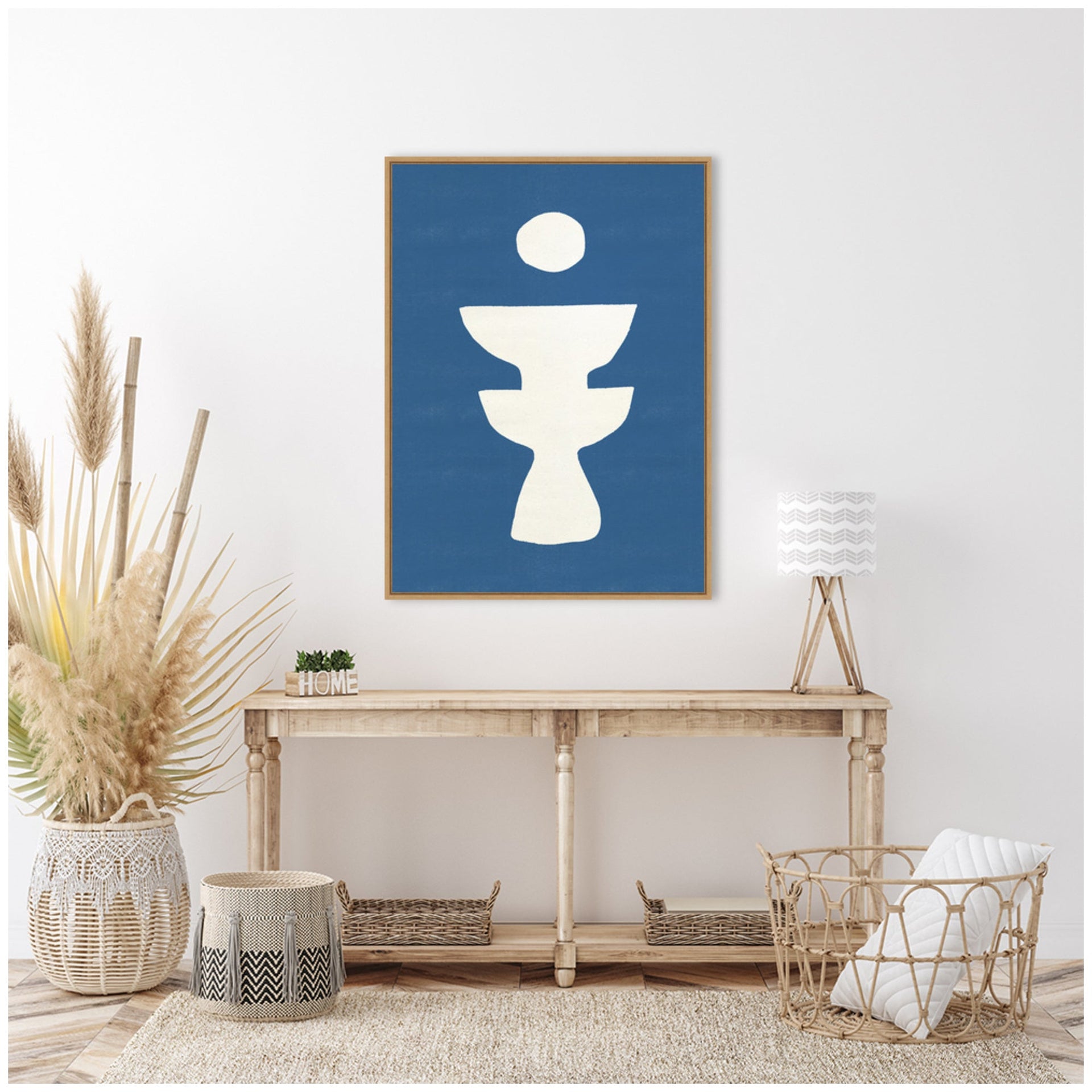 Sylvie Ceramic Blue Beige 4 Framed Canvas by Rocket Jack