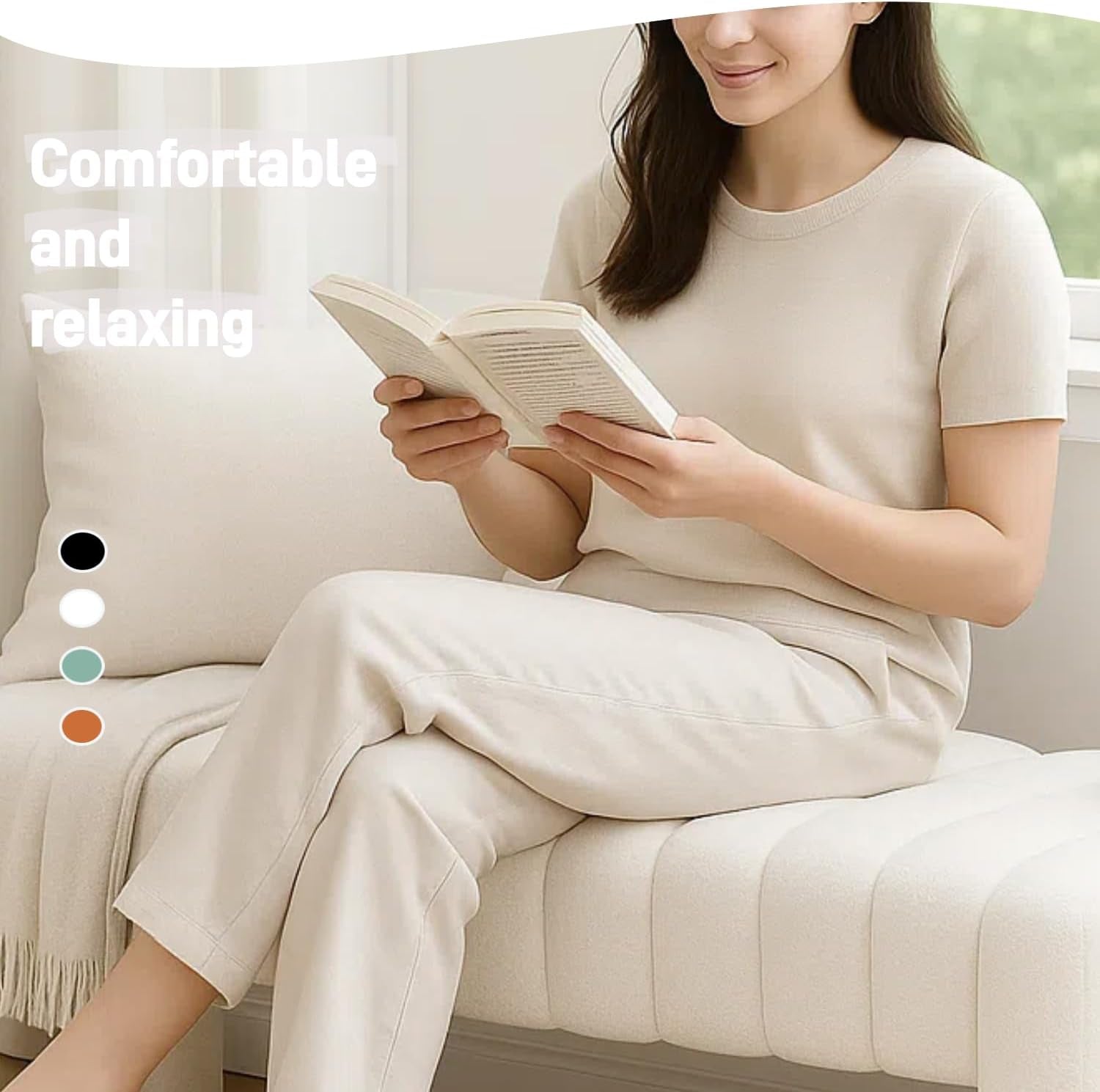 42.5 Inches Boucle Ottoman Bench Footrest Entryway