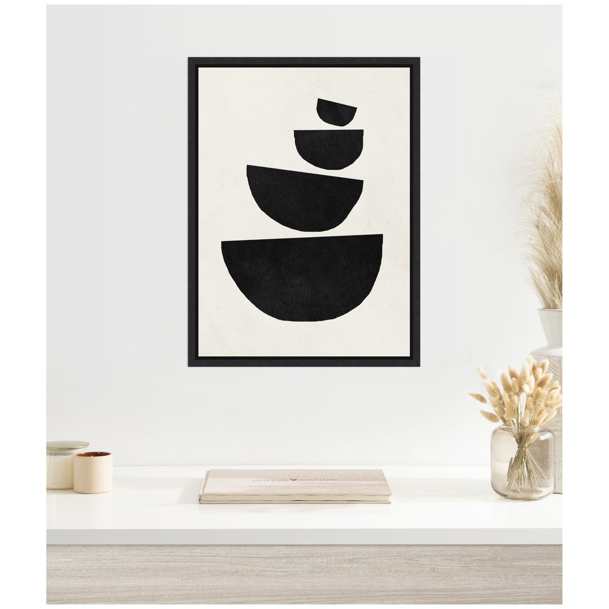 Sylvie Black Geometric Abstract 1 Framed Canvas by July Art Prints