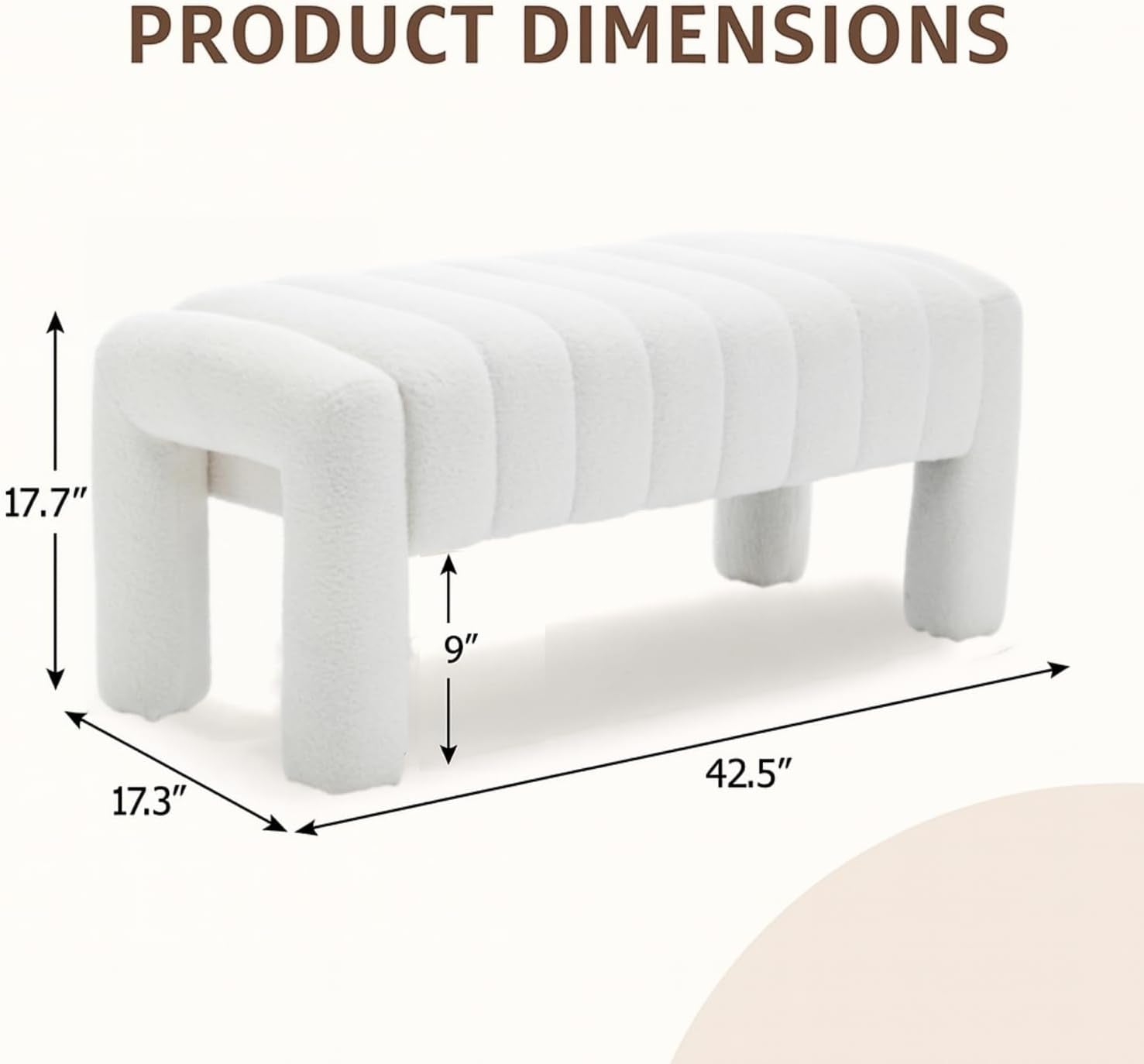 42.5 Inches Boucle Ottoman Bench Footrest Entryway