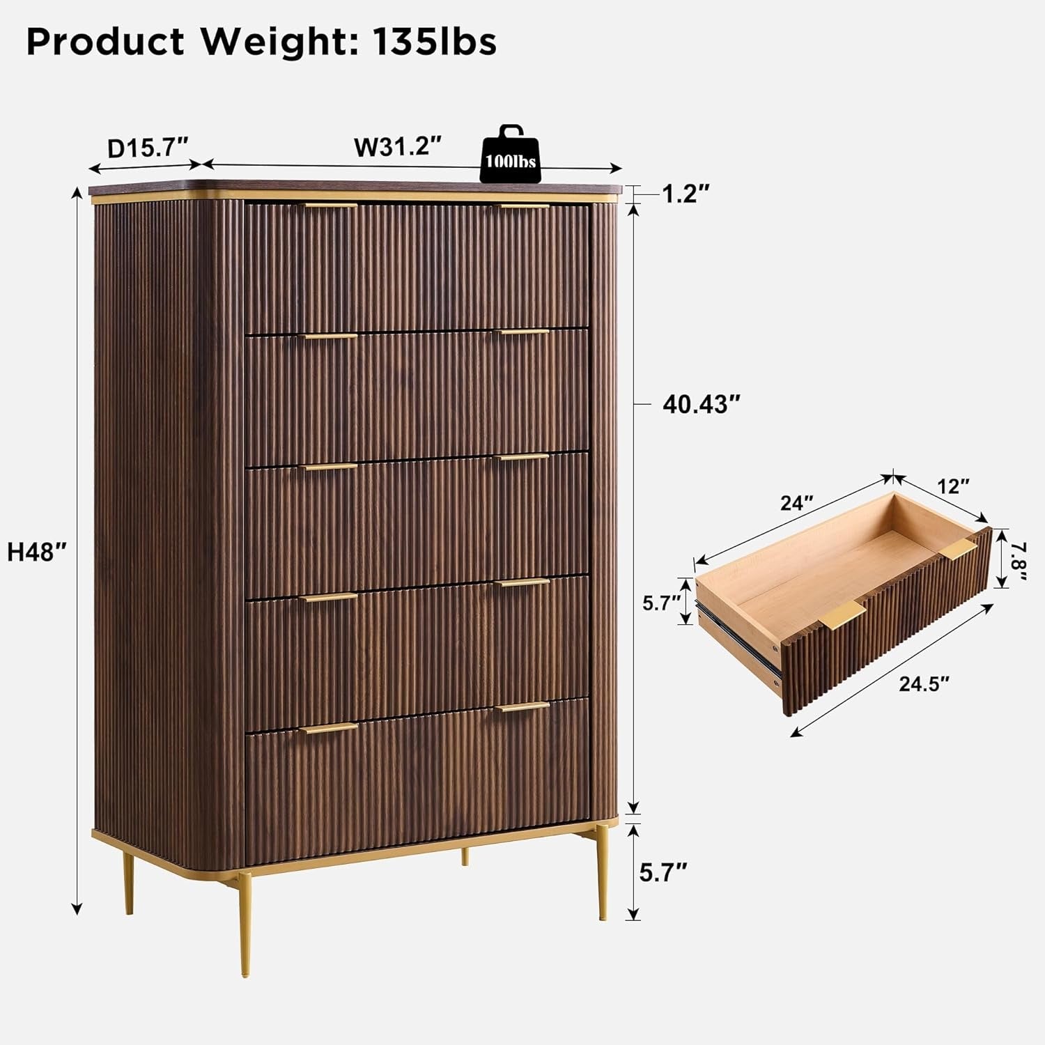 Caleb 5-Drawer Dresser