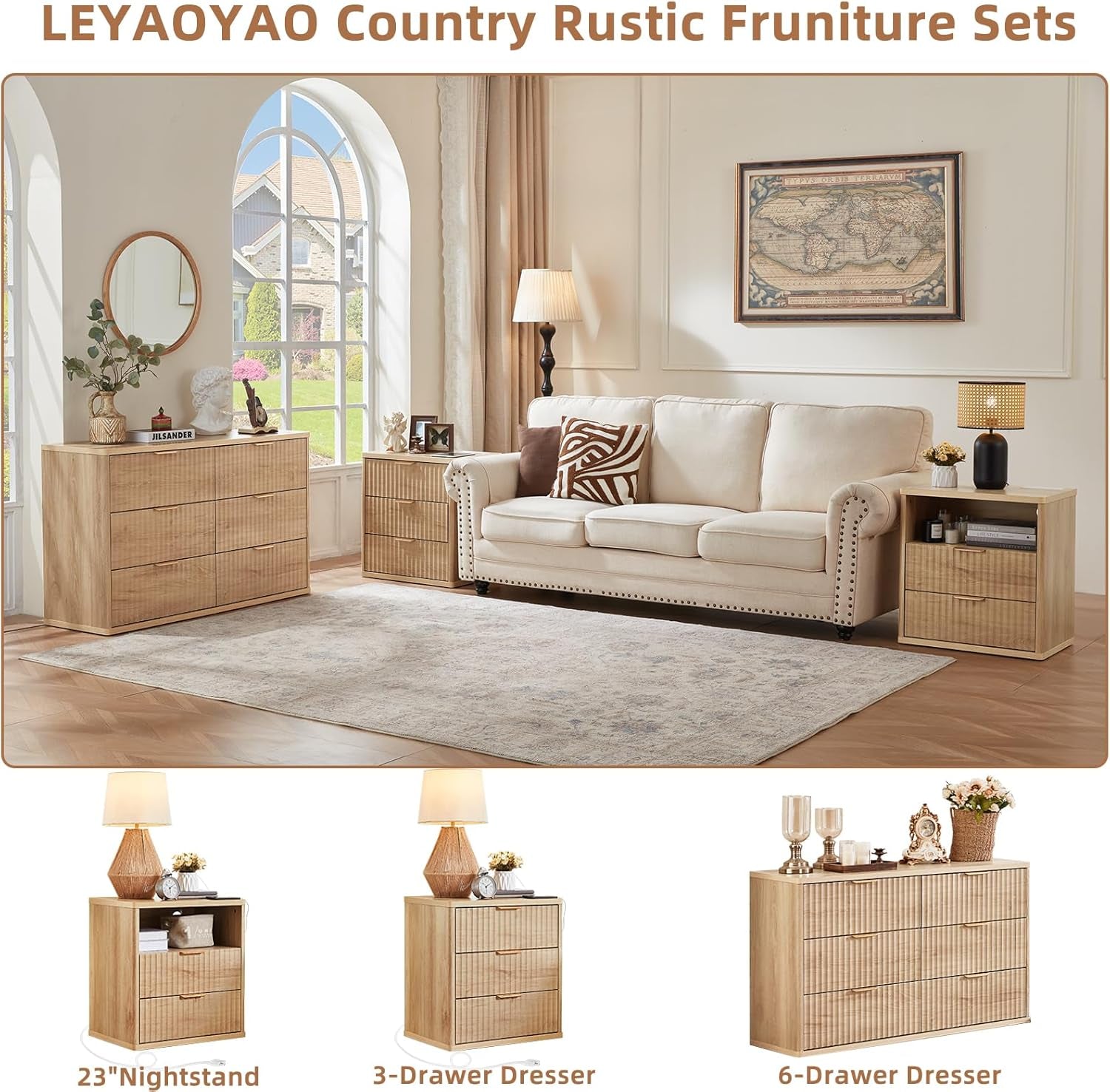 Elena Fluted 6-Drawer Dresser