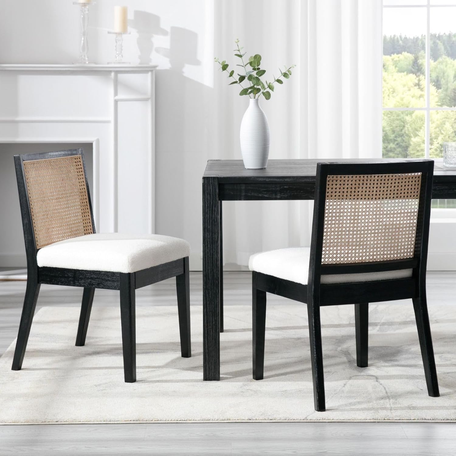 Remy Rattan Upholstered Dining Chairs (Set of 4)