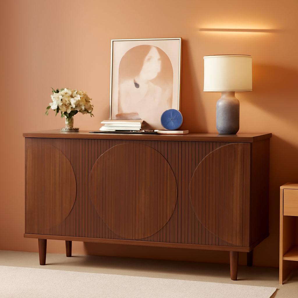 Brown Buffet Cabinet Sideboard With Storage Doors Modern