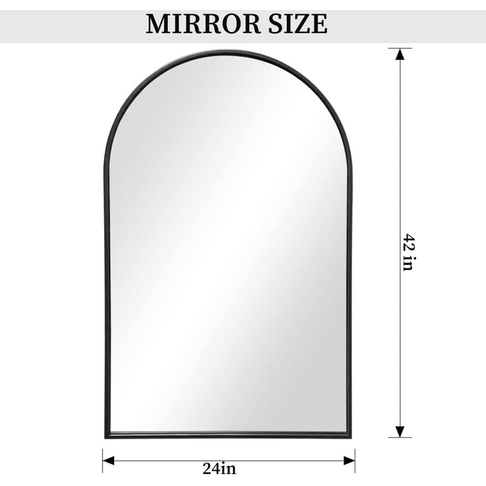 Black Arched Wall Mirror 42x24 Inches