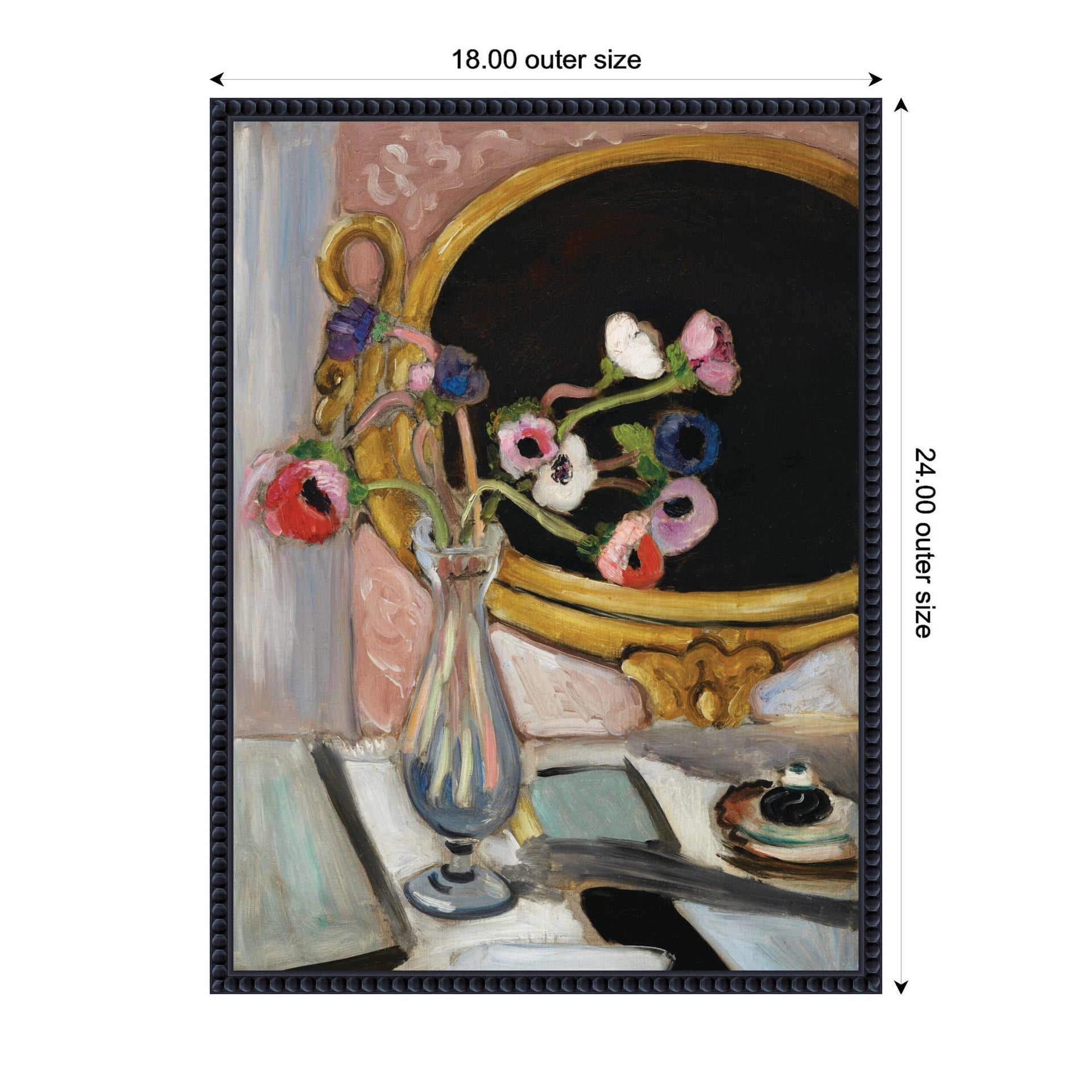 Anemones au miroir noir 1919 Henti Matisse by Nostalgia Prints Framed Canvas Wall Art Print