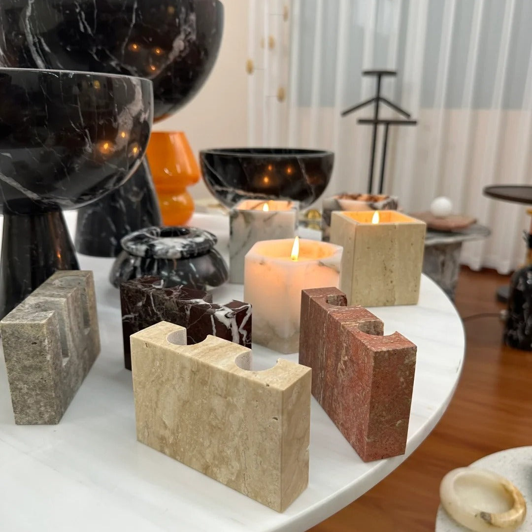 Thalia Marble Candle Holders