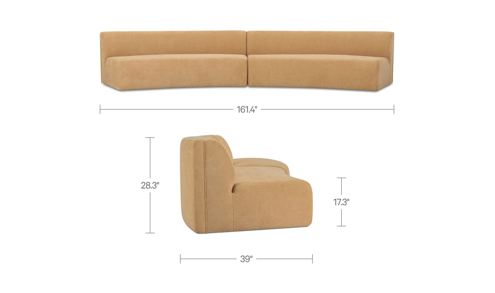 Lucus 2-Piece Modular Concave Sofa
