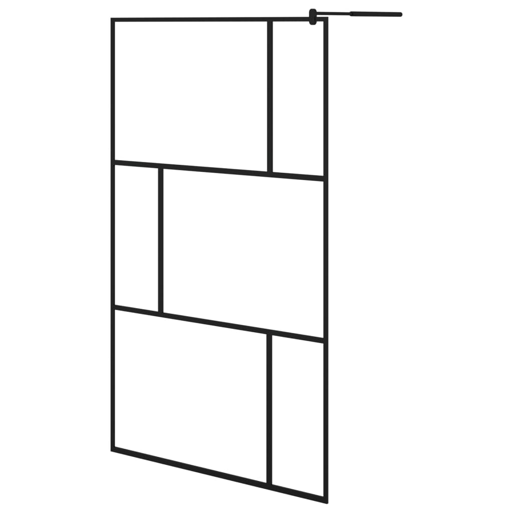 Walk-in Shower Wall with Shelf, Black