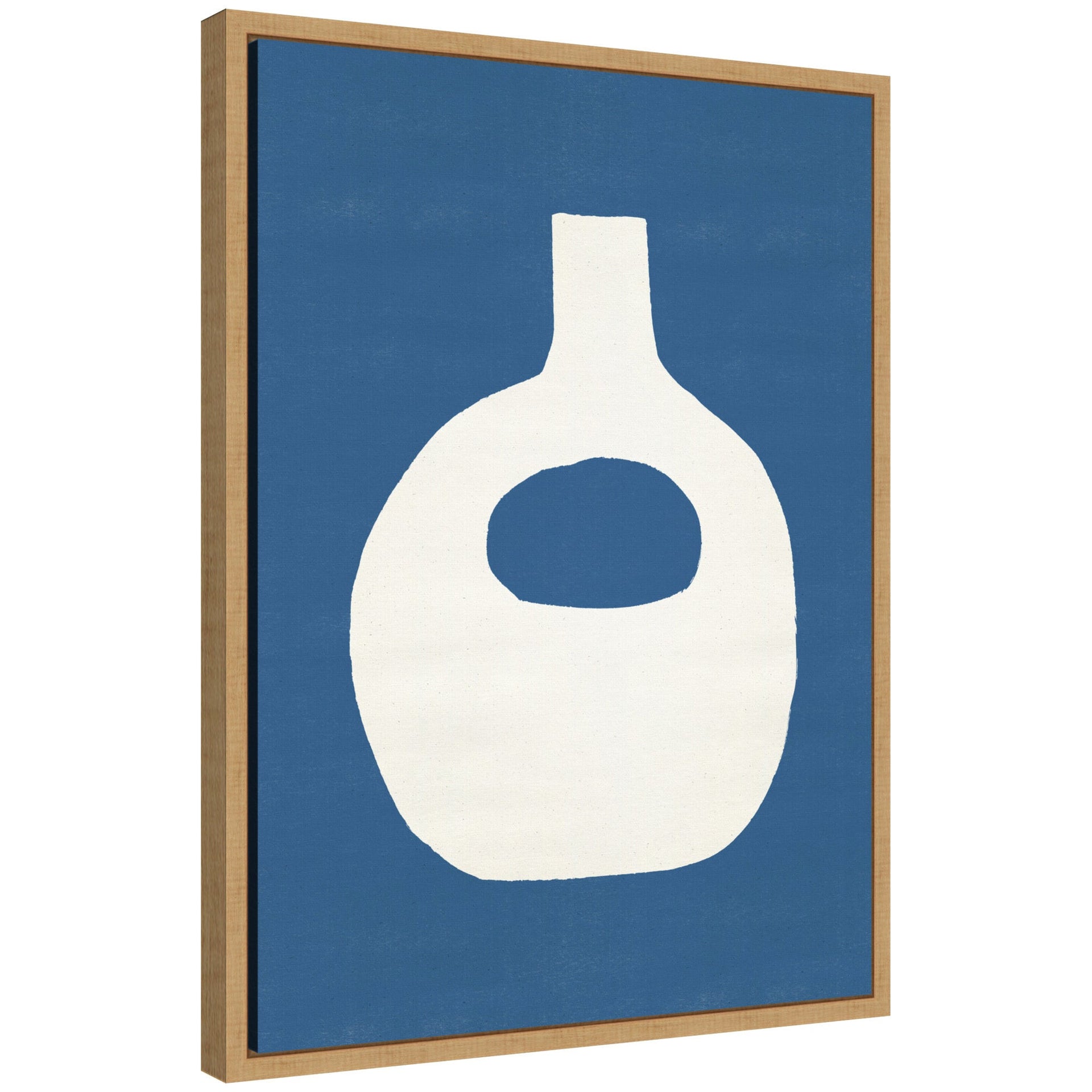 Sylvie Ceramic Blue Beige 3 Framed Canvas by Rocket Jack