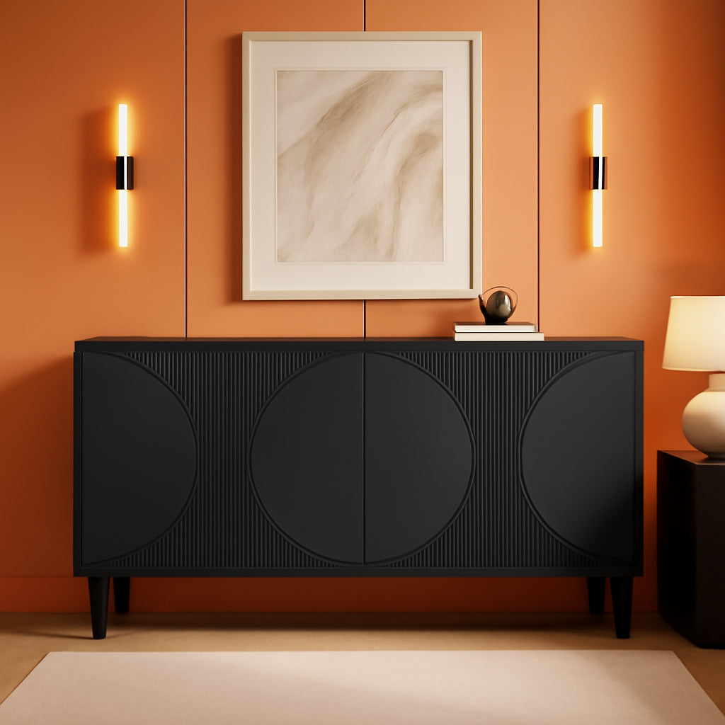 Modern 59-Inch Walnut Sideboard Buffet Table With Storage