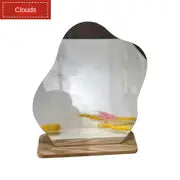 Irregular Makeup Mirror with Wooden Stand for Decor