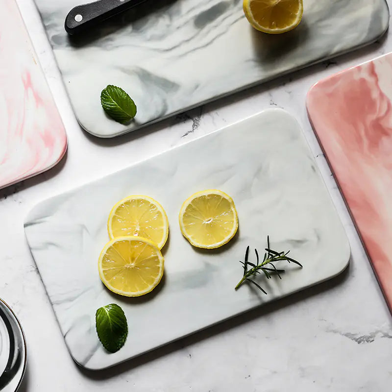 Nordic Minimalist Marble Pattern Ceramic Tray