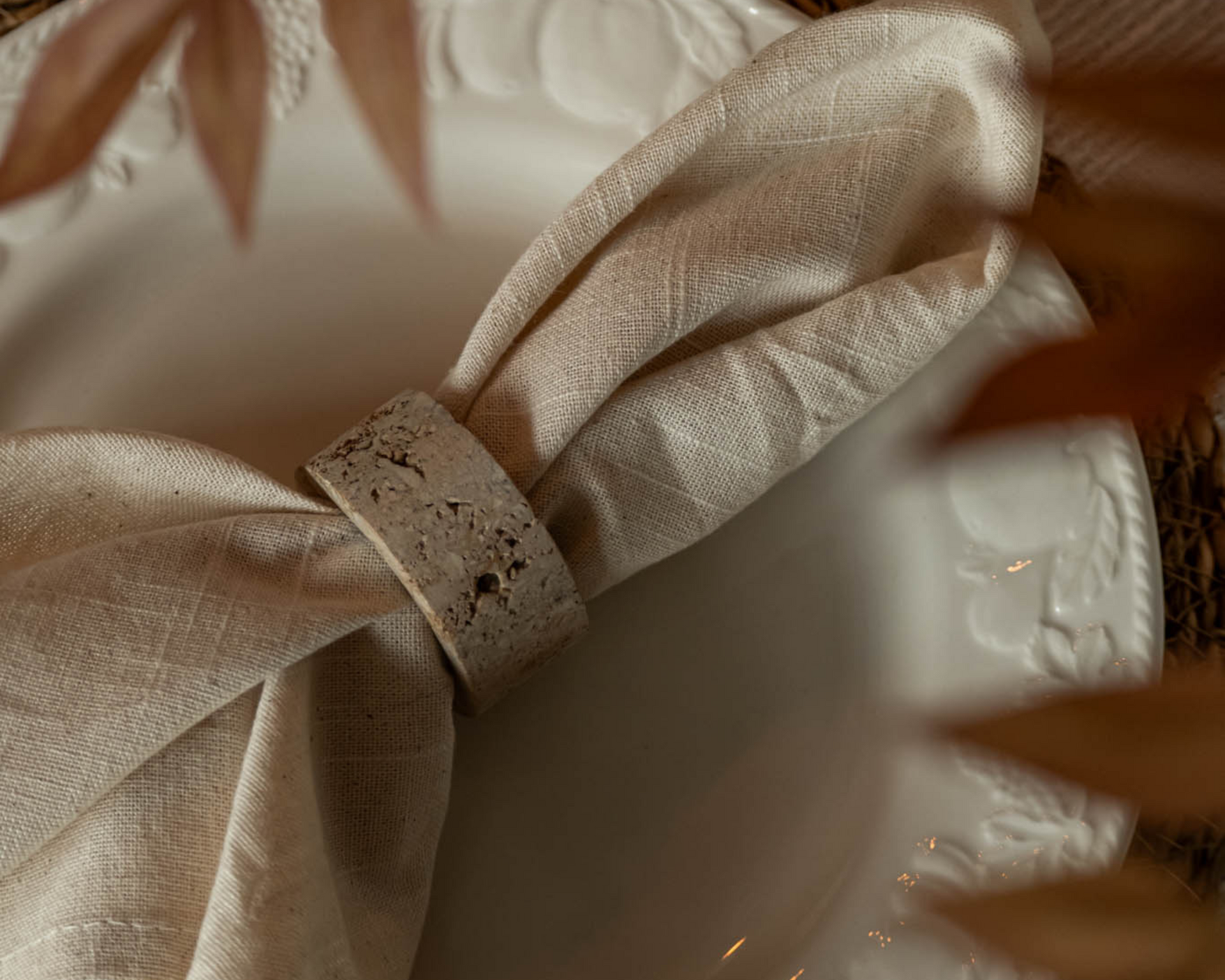 Hana Travertine Napkins Rings Set of 4