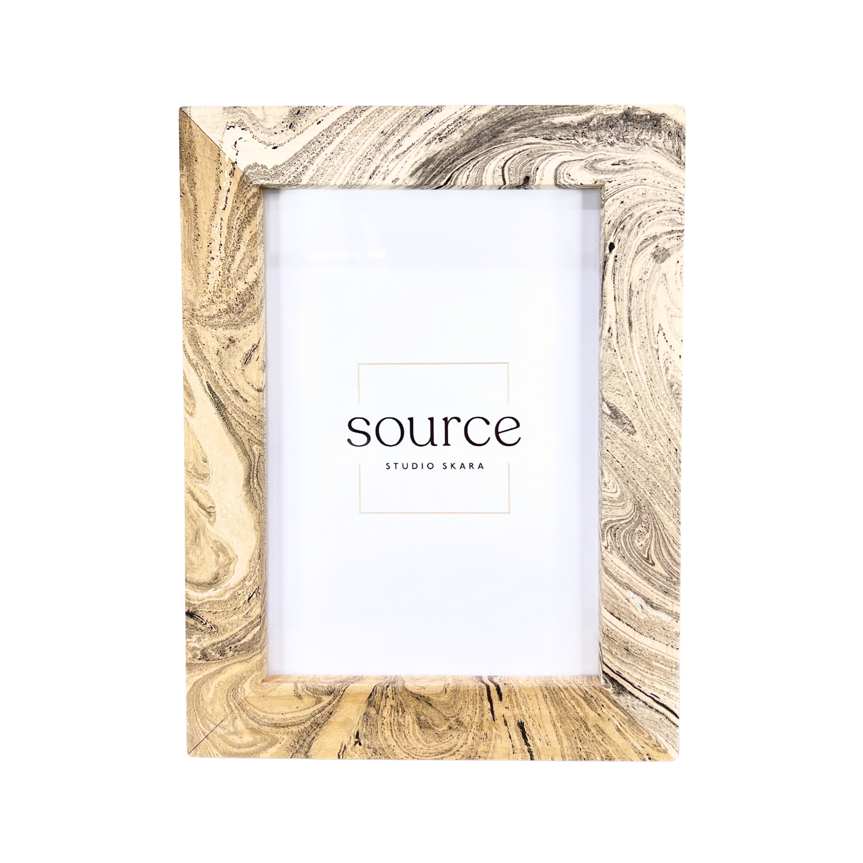 Neue Hand Marbled Wood Picture Frame - B&W & Neutrals (5x7)