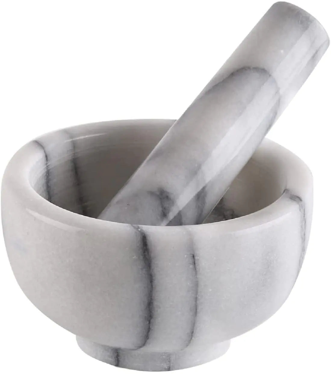 Greenco Mortar and Pestle Set White Marble Stone Mortar and Pestle Grinding Bowl Small 4.5 Inches Kitchen Essential for Spices Guacamole and More