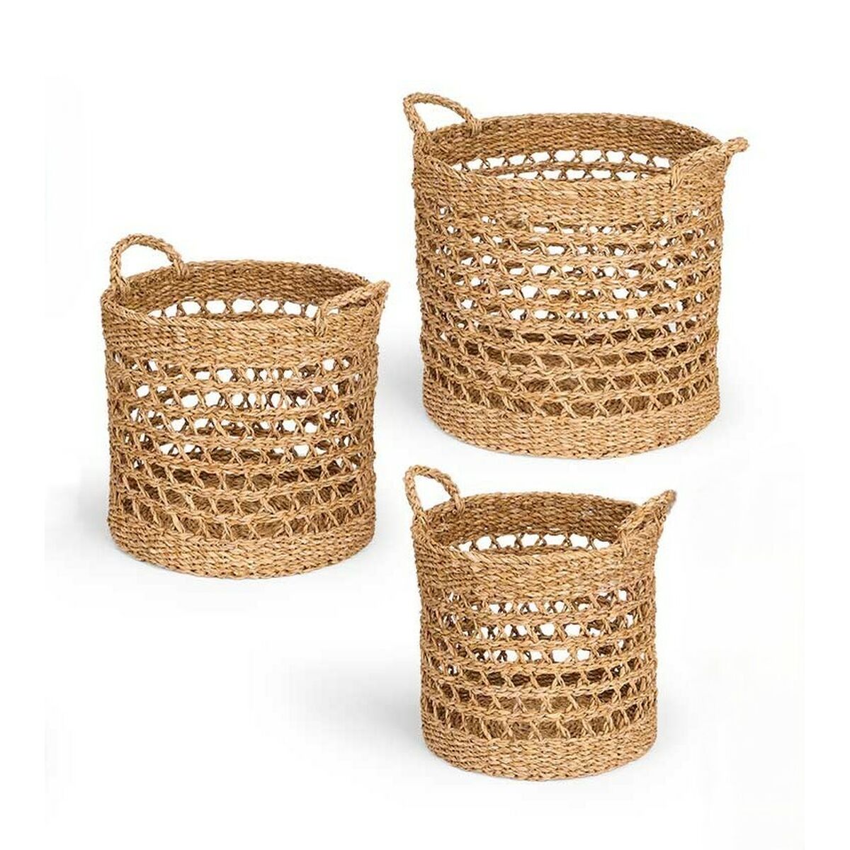Set of Baskets Gift Decor Brown Marine algae 3 Pieces