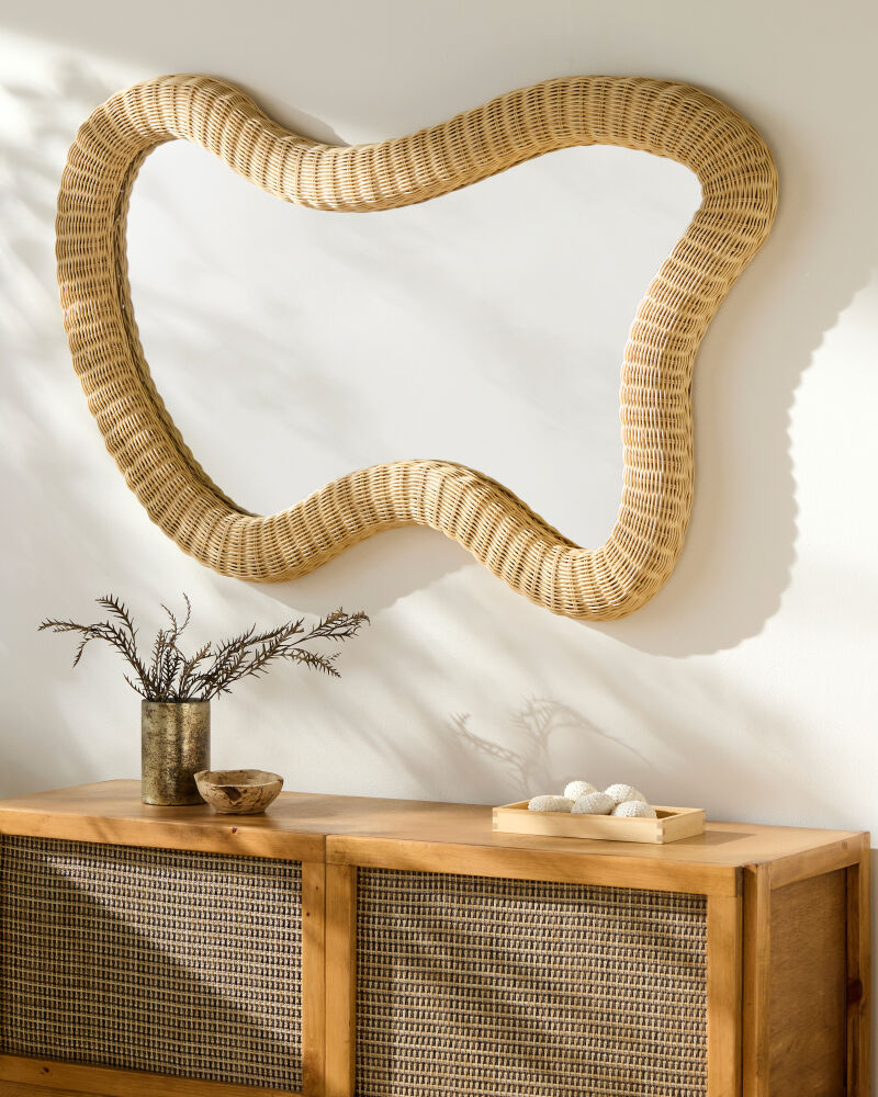 Marcelino Sculptural Rattan Mirror