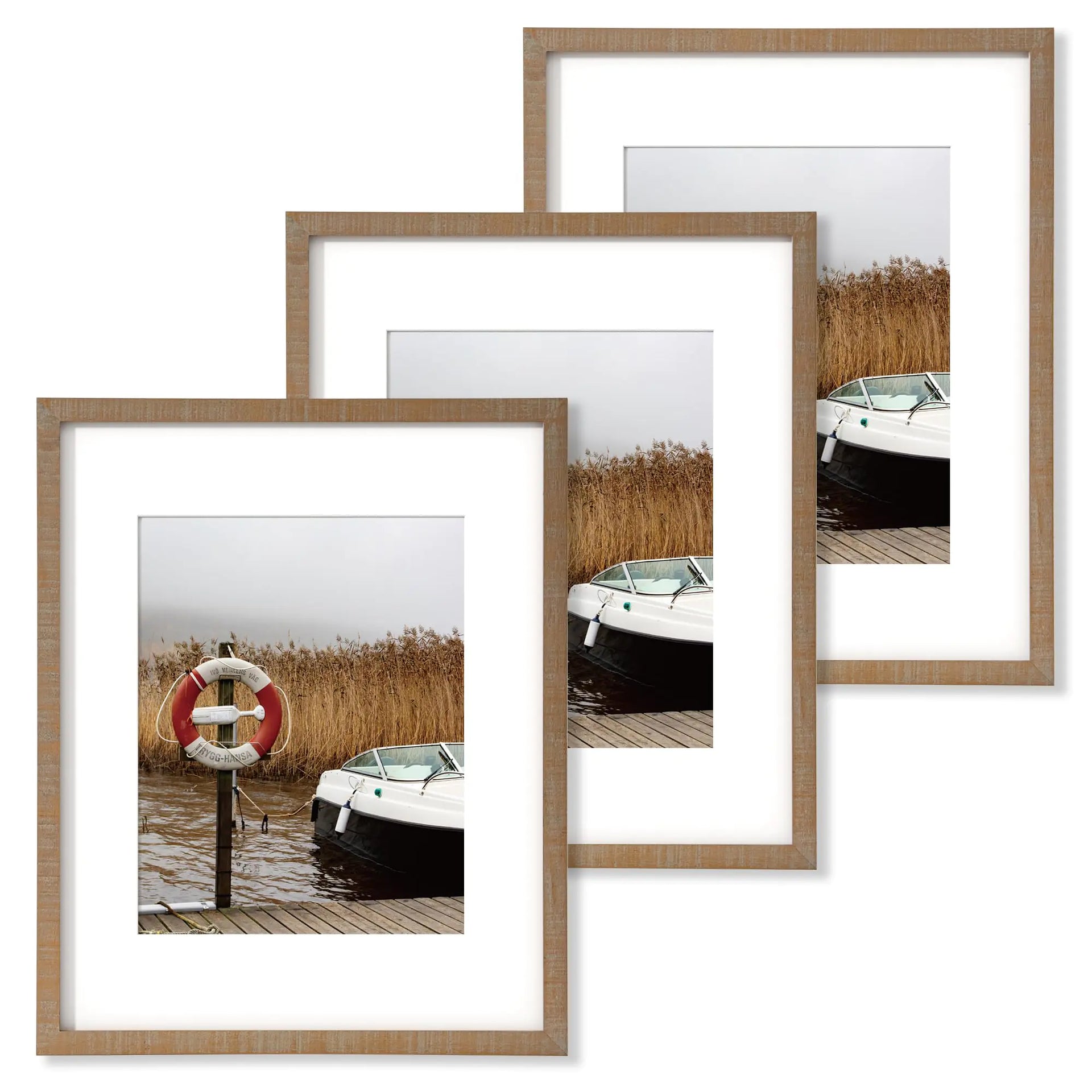 16x20 Picture Frame for Wall 16"x20" Photo Frame 16 x 20 Picture Frame with Mat for 11 x 14 16x20 Frame Natural Wood 16x20 Poster Frame Distressed Barnwood 3 Pack
