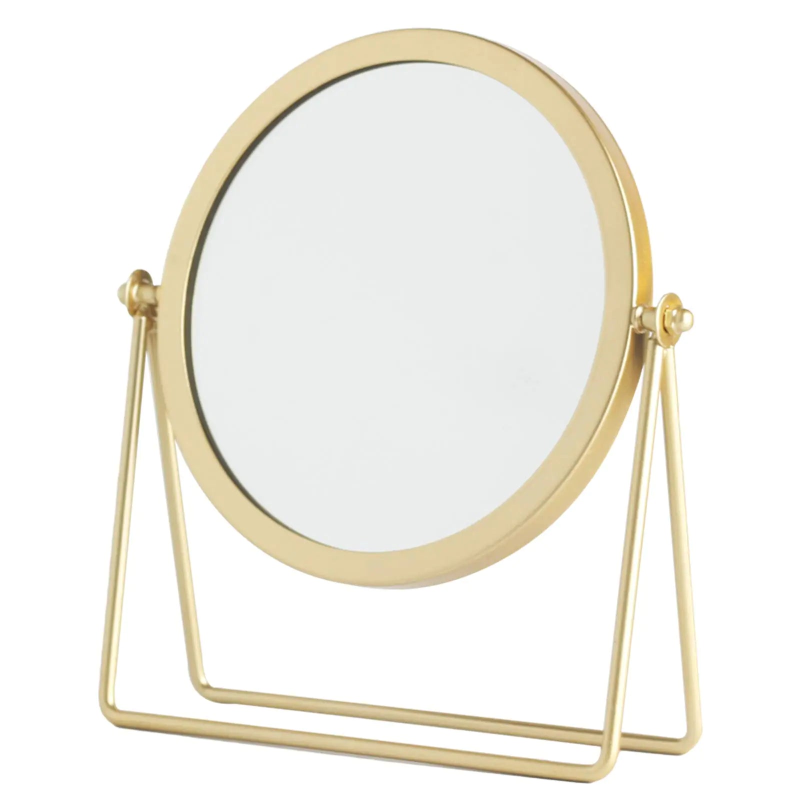 schonee Iron Tabletop Makeup Mirror Round Swivel Desktop Stand Mirror 360°Rotation One-Sided Dressing Table Mirror(Golden)