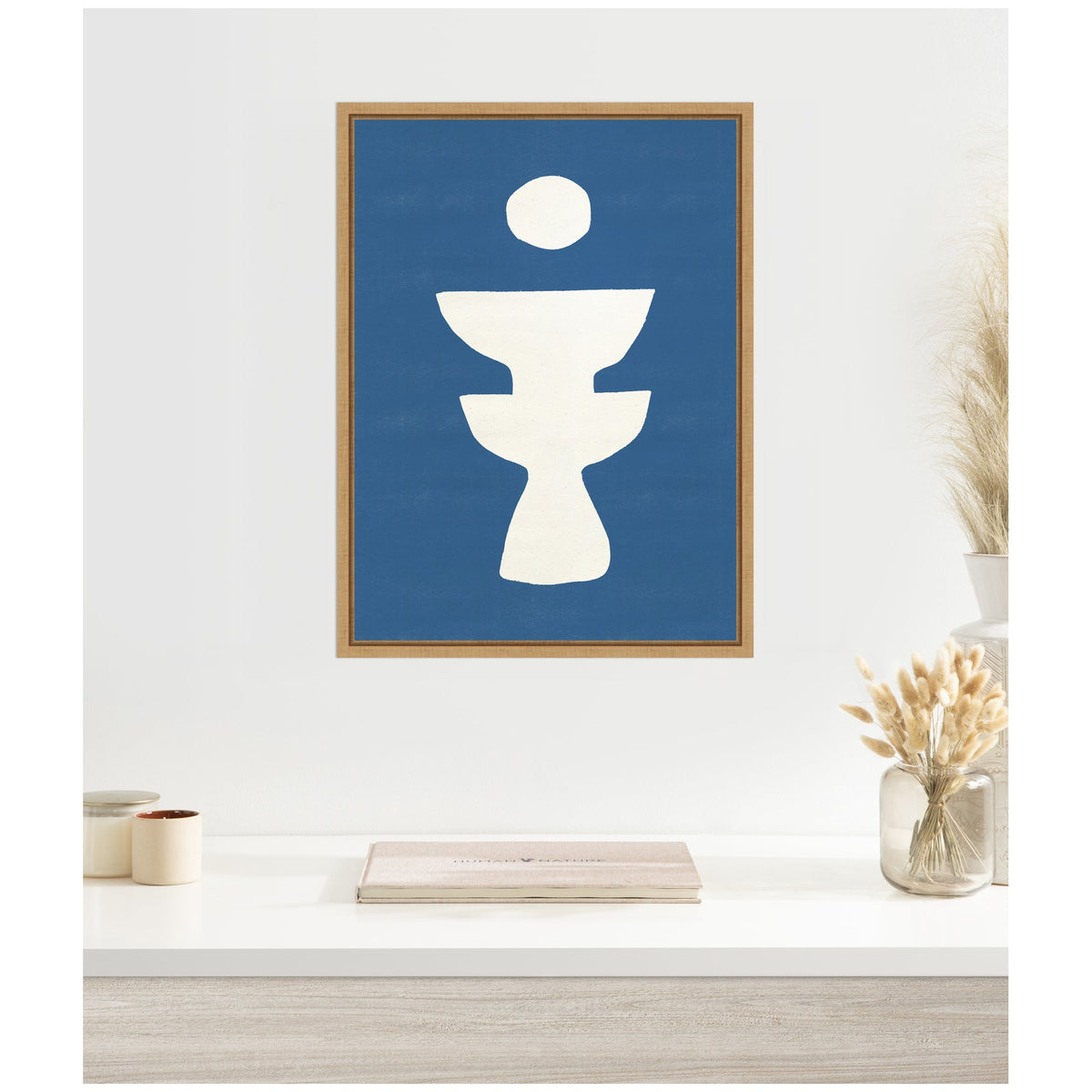 Sylvie Ceramic Blue Beige 4 Framed Canvas by Rocket Jack