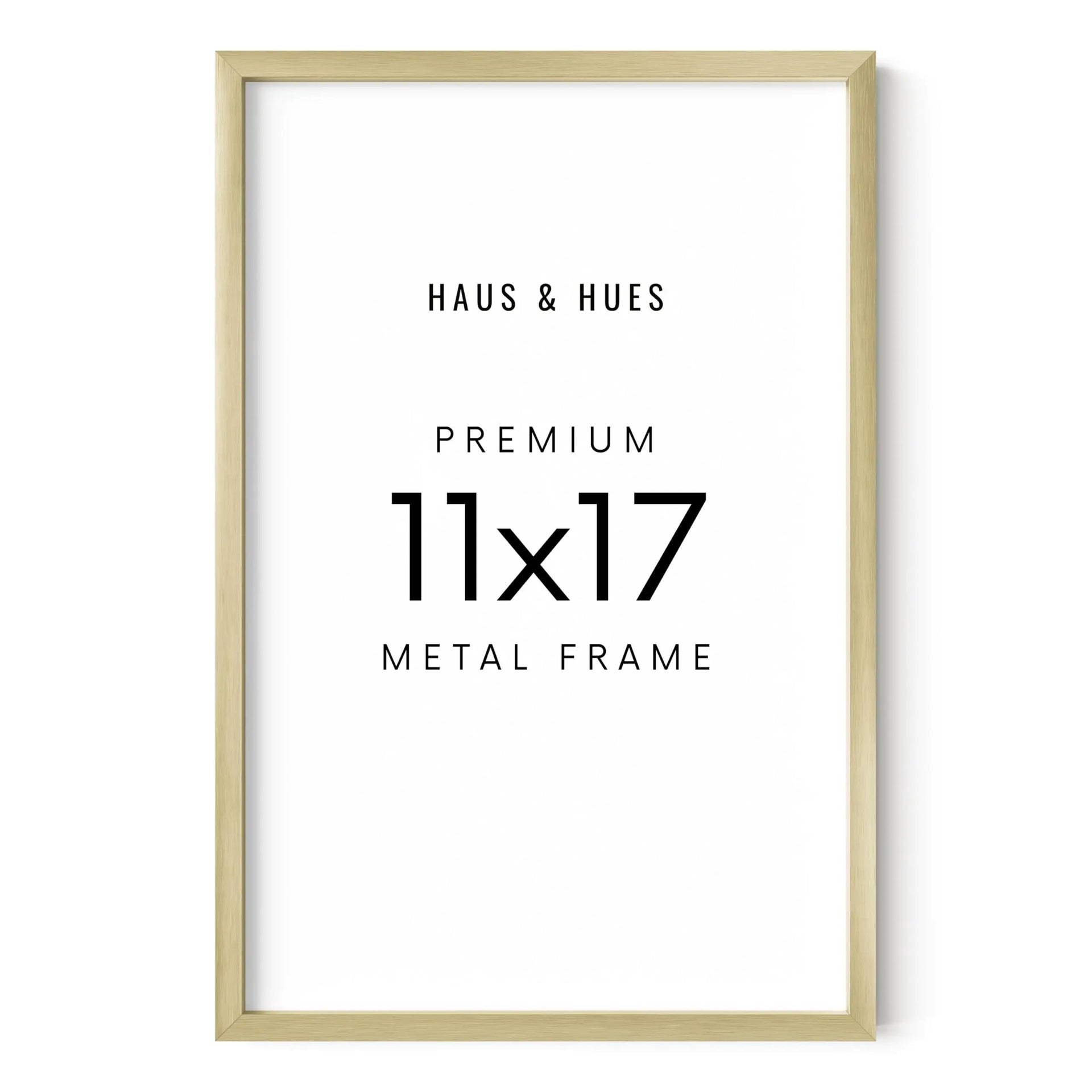 HAUS AND HUES 11x17 Gold Picture Frame - Gold 11x17 Frame Aluminum Vertical & Horizontal Hanging Shatterproof Plexiglass - Ideal for Home Room Office Decor (11x17 in Gold)