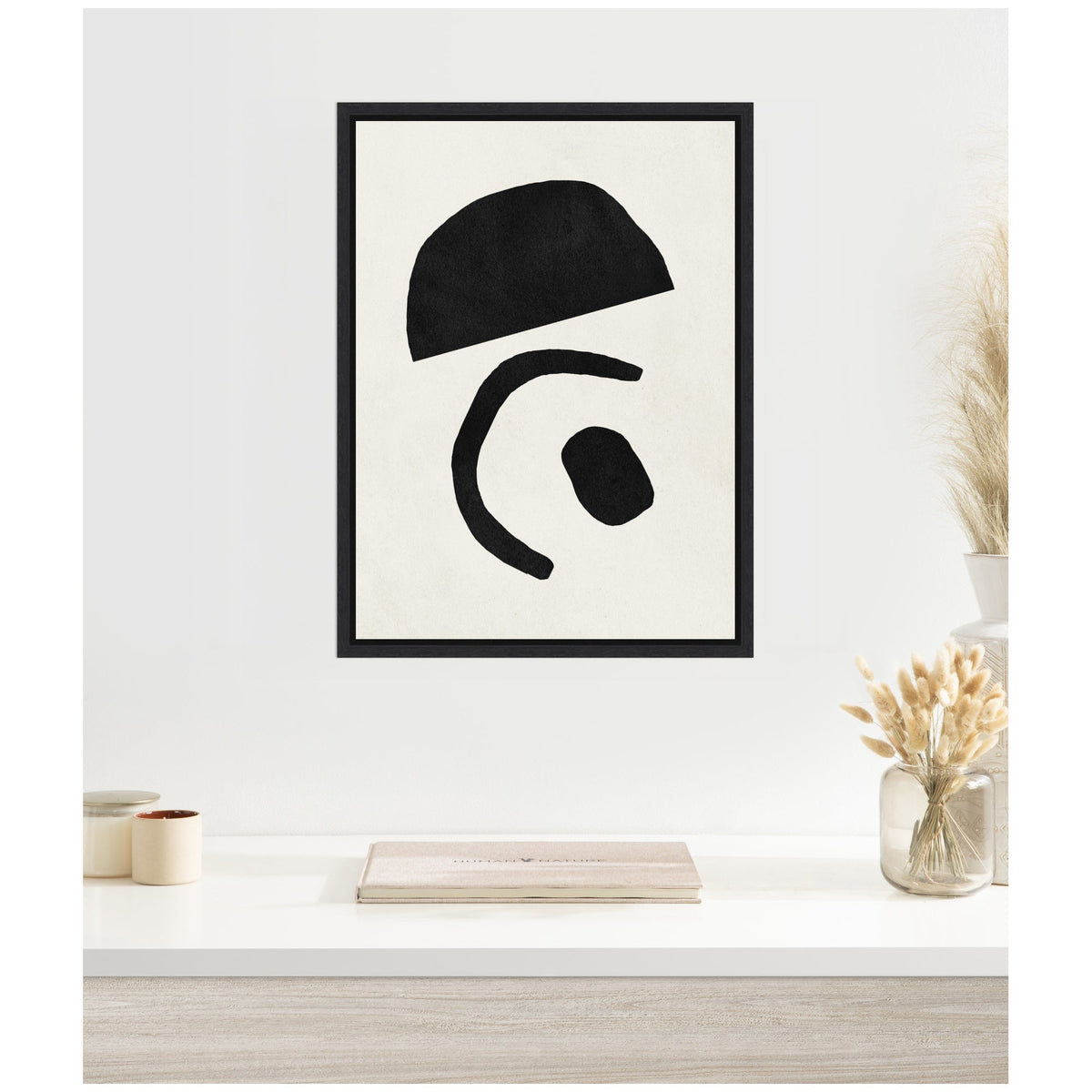 Sylvie Black Geometric Abstract 3 Framed Canvas by July Art Prints