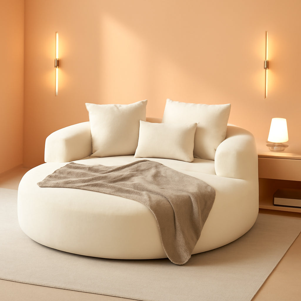 Beige 71Inch Convertible Sleeper Sofa Bed Upholstered