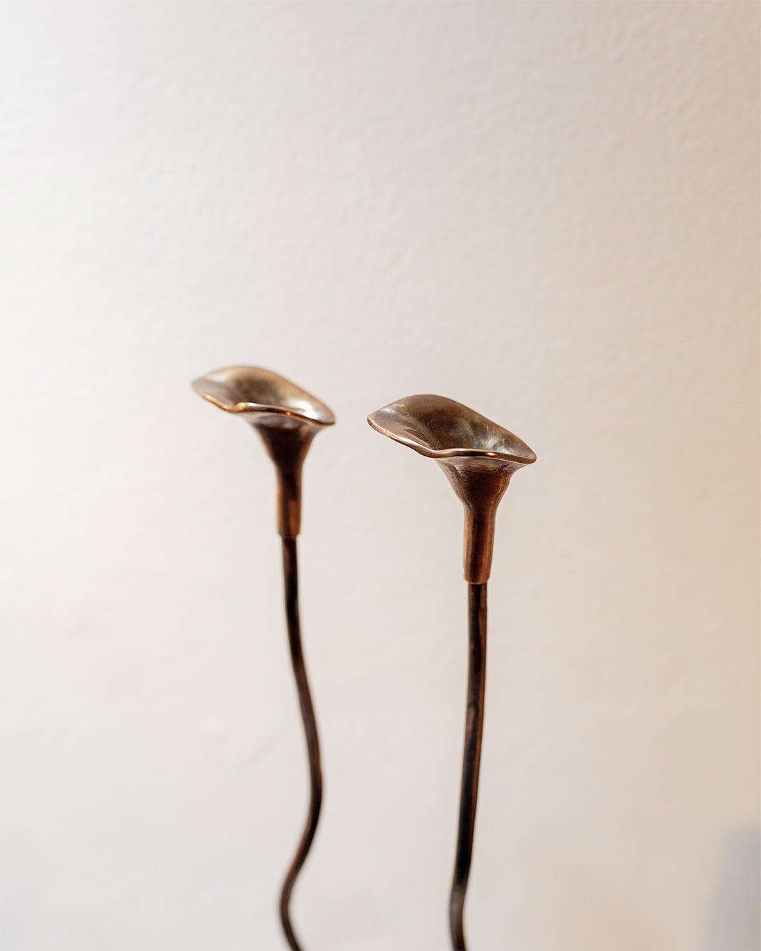 Handmade Iron Ferra Rose Candle Holders Set of 2 - Antique Bronze Taper