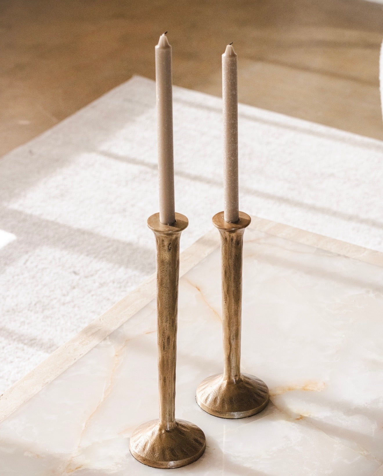 Madrid Vintage Gold Aluminum Candle Holders Set of 2 - Taper