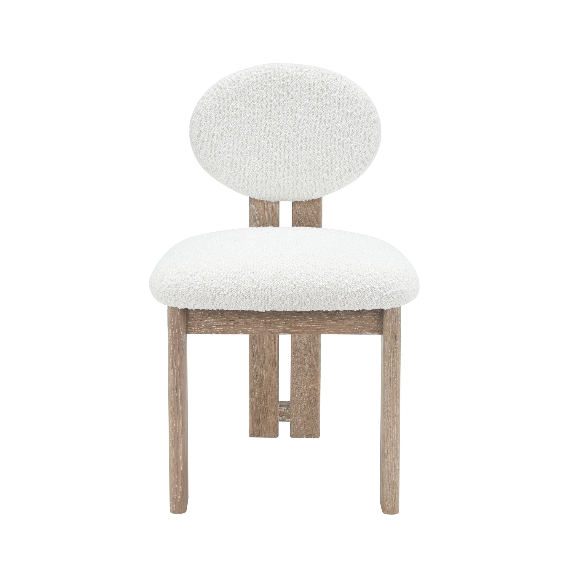Aziz Sherpa Boucle Dining Chairs Set of 2 - Off-White Oak