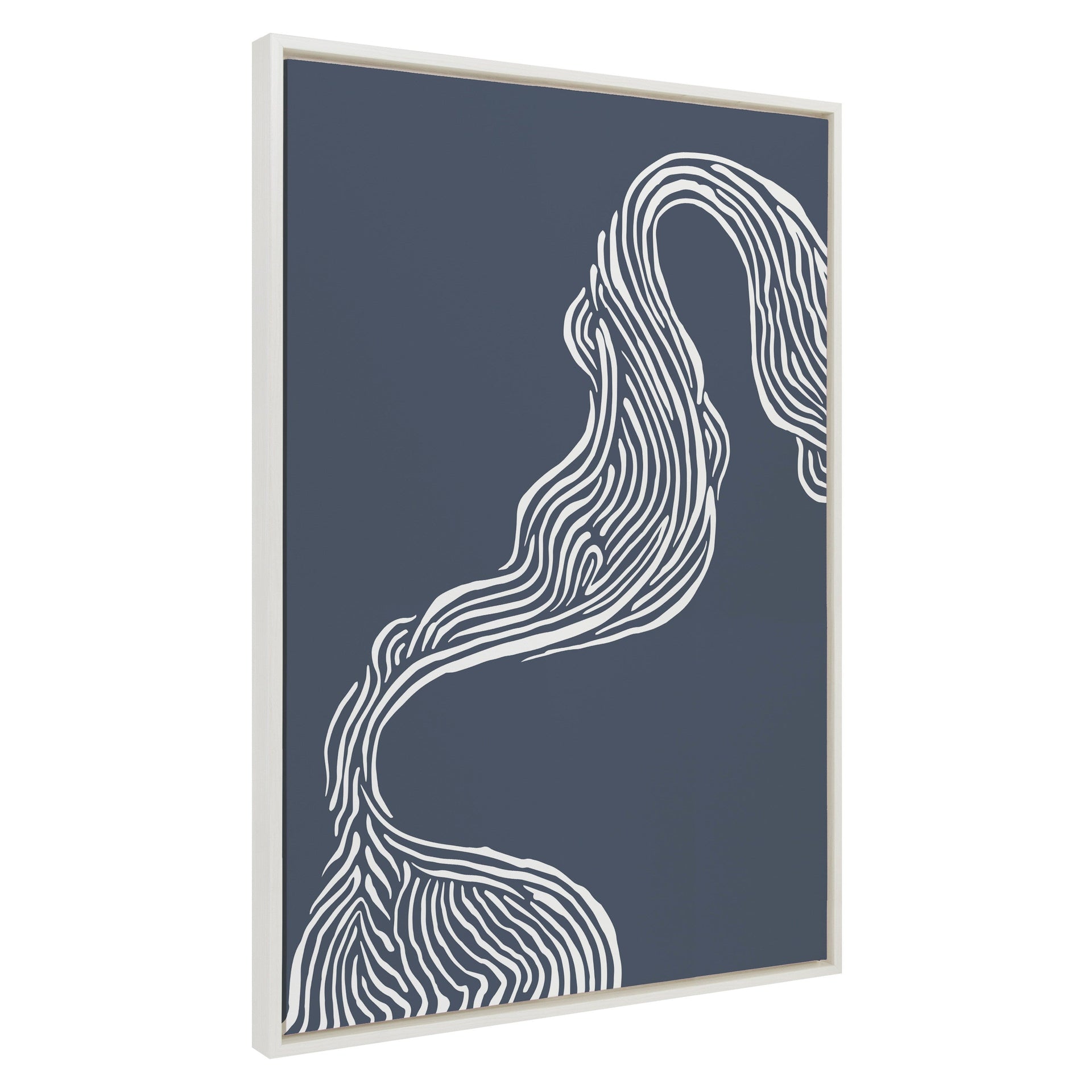 Sylvie Rich Blue Abstract River Framed Canvas by The Creative Bunch Studio