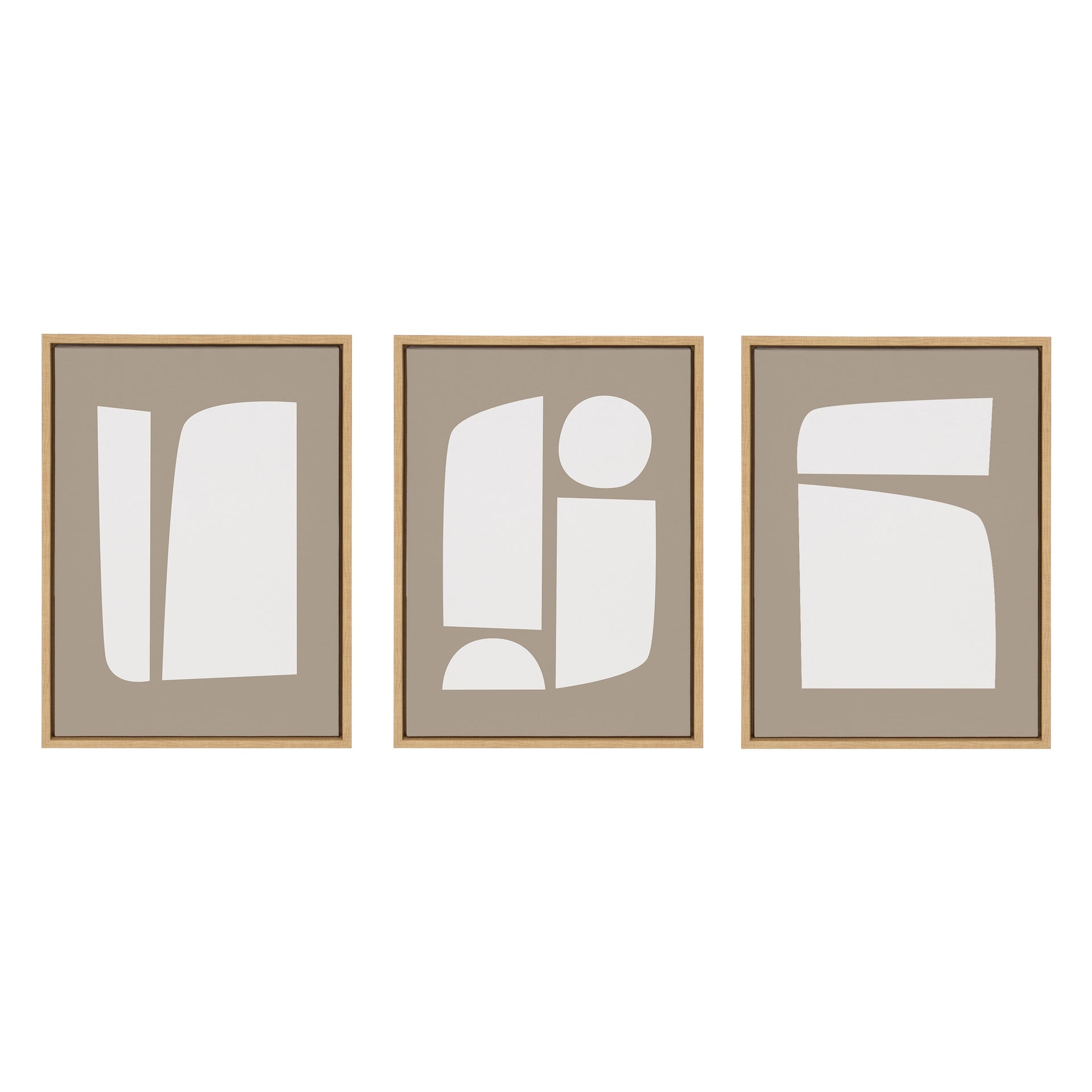 Sylvie Neutral Abstract Aztec Shapes Framed Canvas Art Set by The Creative Bunch Studio
