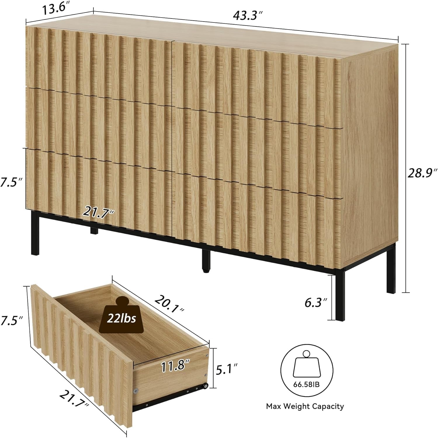 Axle 6-Drawer Dresser