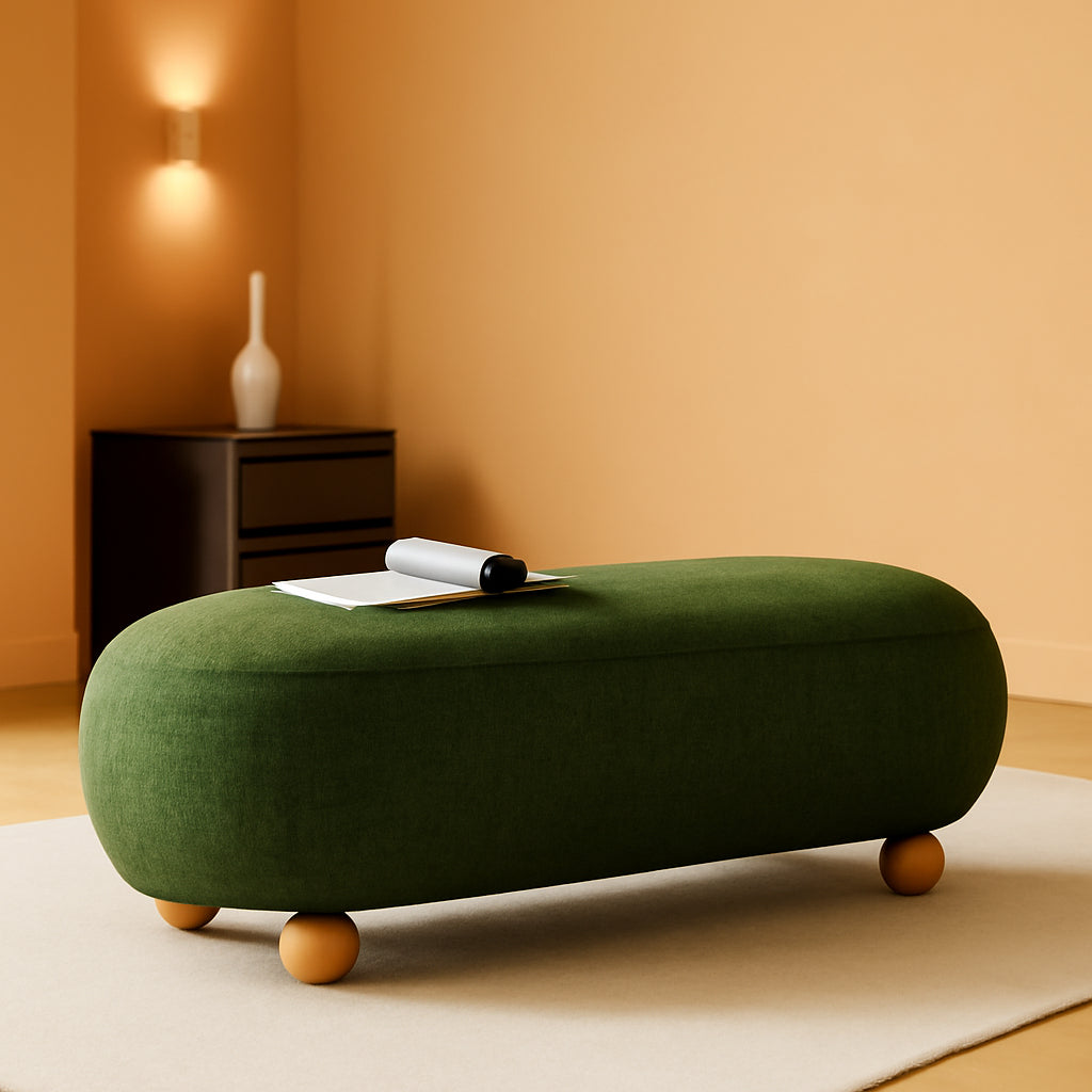 54-Inch Green Velvet EndOfBed Bench Cushioned Seat