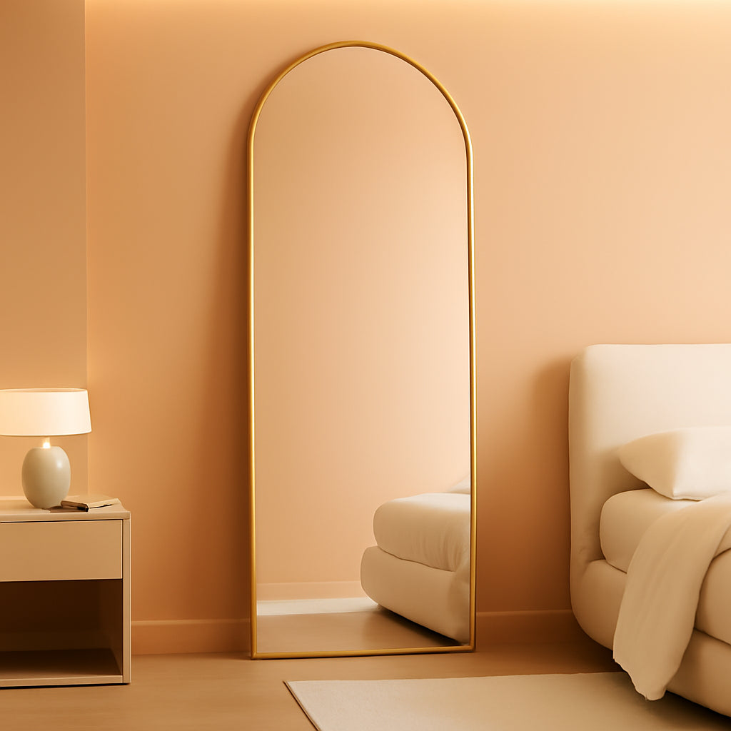 Arched Full Length Mirror 64 Inch, Gold