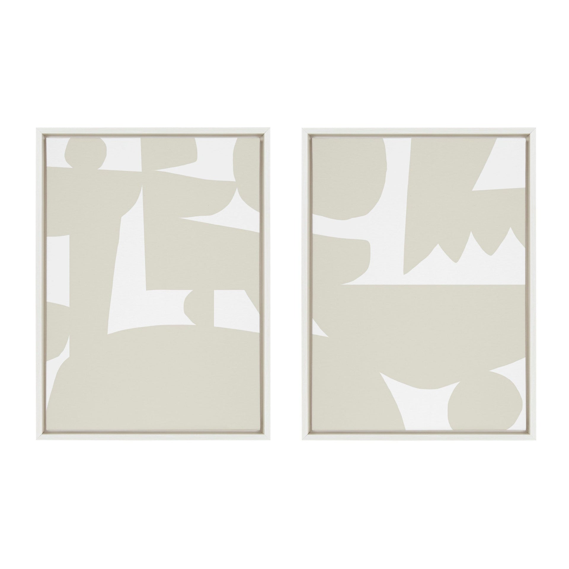 Sylvie Quiet Jungle 1 left and Right Neutral Abstract Framed Canvas by Kelly Knaga