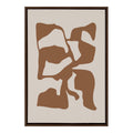 Sylvie Distorted Shapes of Brown and Tan Framed Canvas by The Creative Bunch Studio