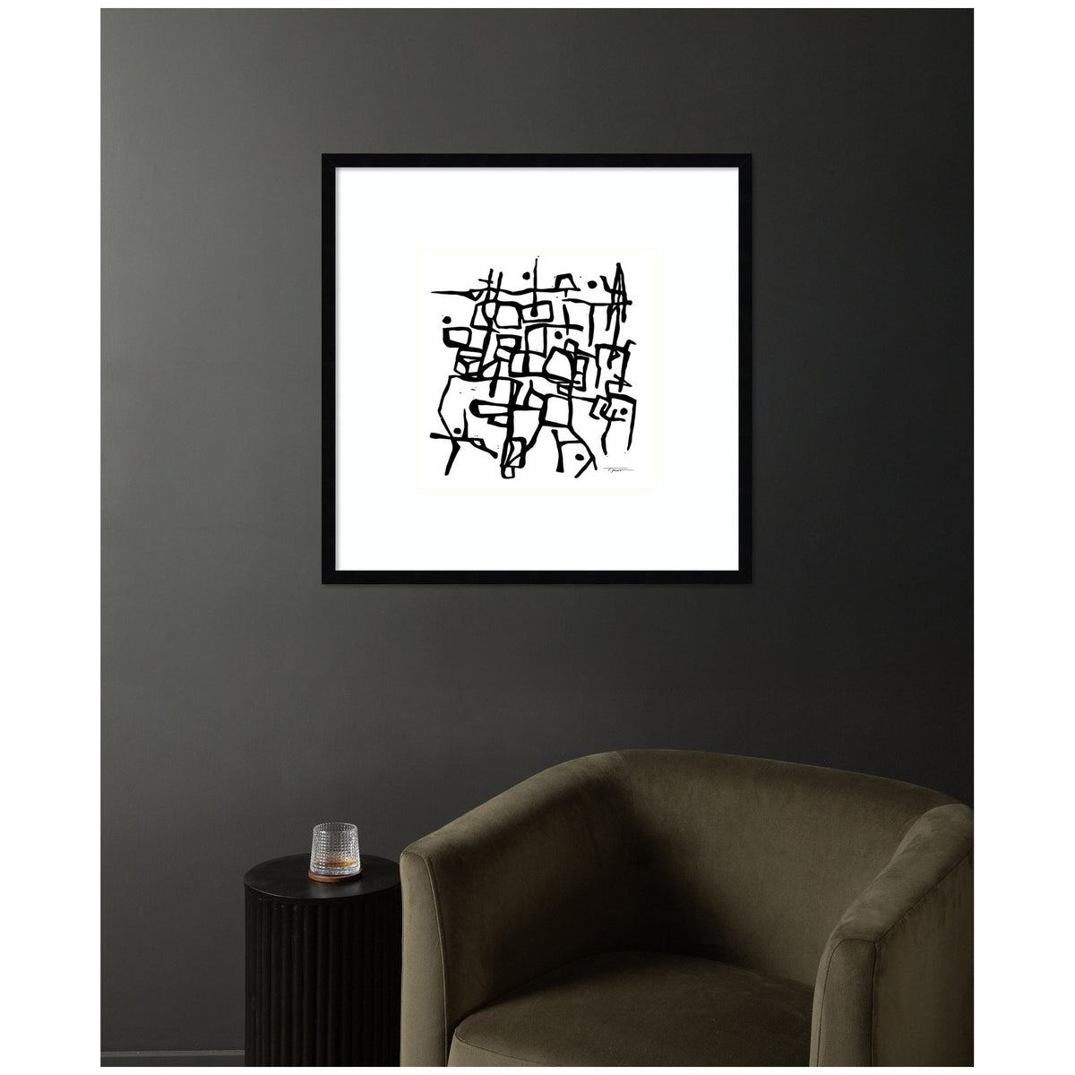 Organic Lines BW Grayscale by Statement Goods Framed Wall Art Print