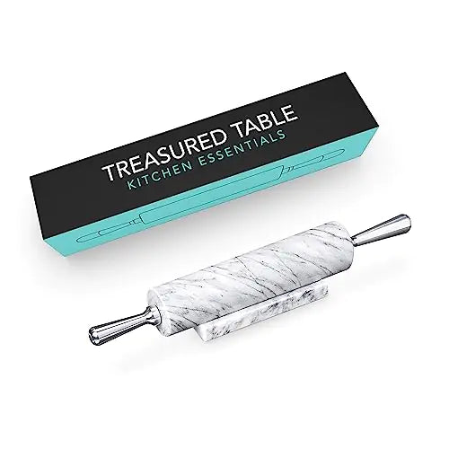 White marble rolling marble rolling pin with stainless steel handles Marble pastry roller