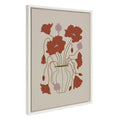 Sylvie Colorful Abstract Retro Floral Red and Pink Framed Canvas by The Creative Bunch Studio