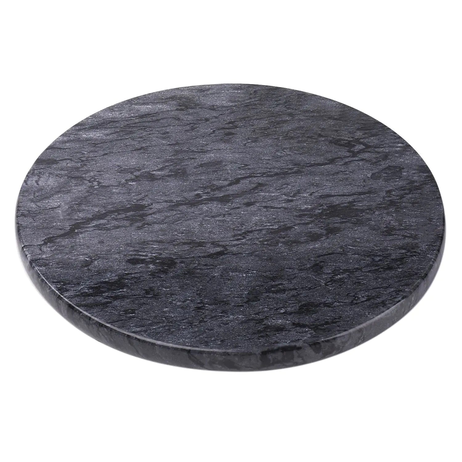 Flexzion Round Marble Cheese Board - 12 Inch Black Marble Serving Board for Charcuterie Cheese Cutting Pastry Trivet - Non-Stick and Heat Resistant Marble Board