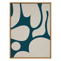Sylvie Groovy Happy Abstract Dark Green Teal and Tan Framed Canvas by The Creative Bunch Studio