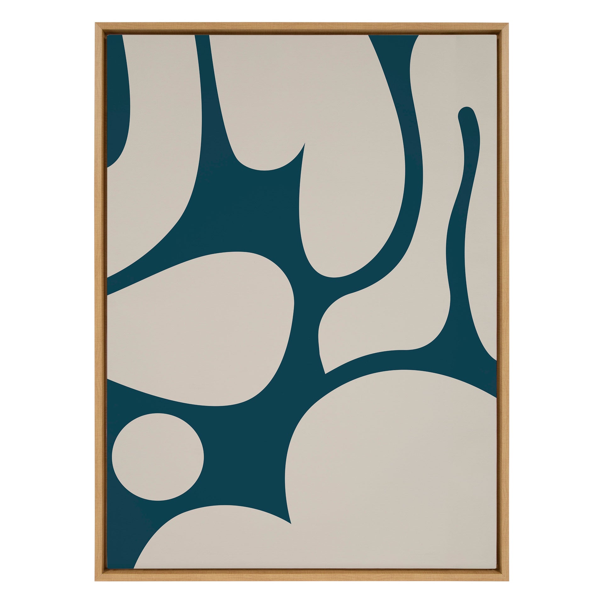 Sylvie Groovy Happy Abstract Dark Green Teal and Tan Framed Canvas by The Creative Bunch Studio