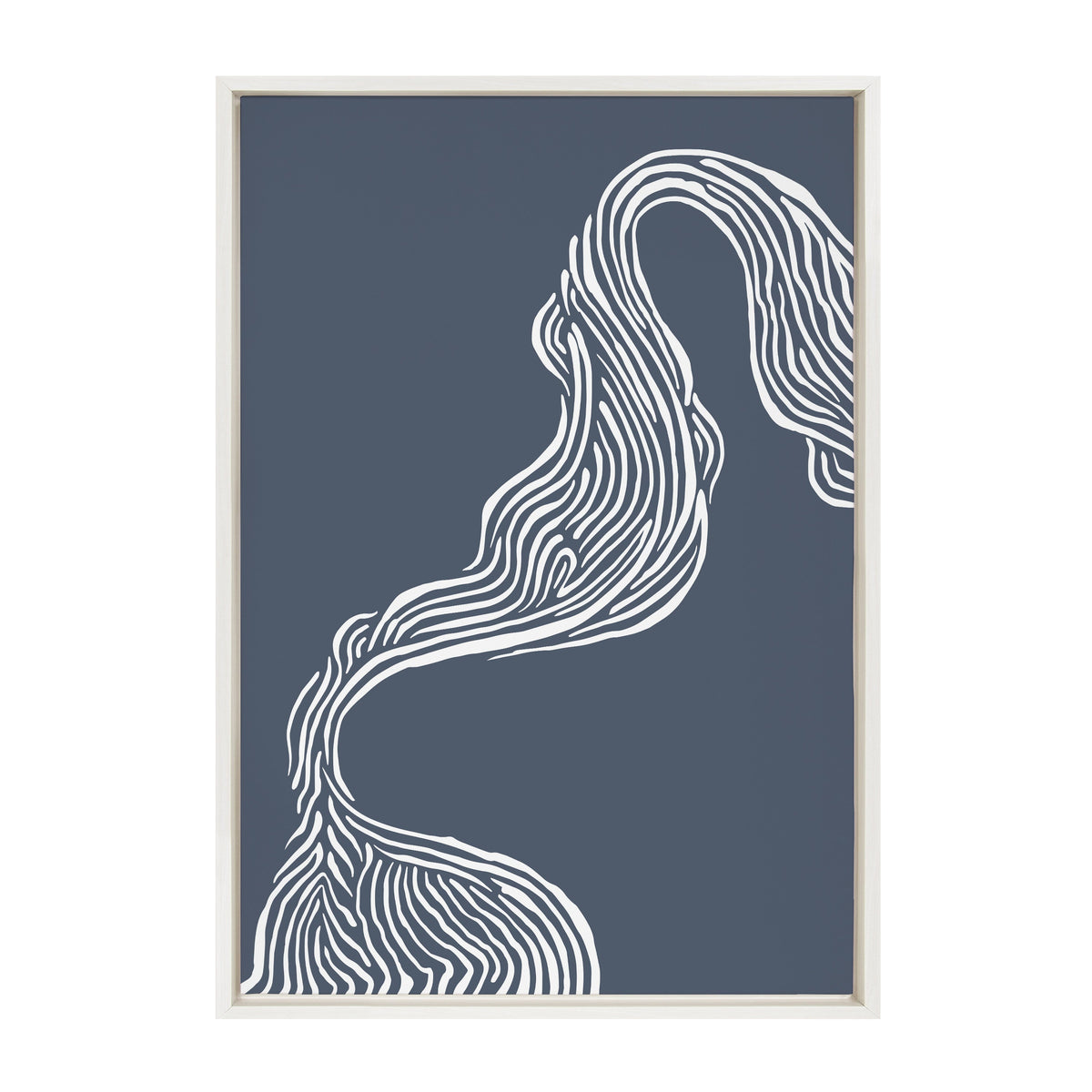 Sylvie Rich Blue Abstract River Framed Canvas by The Creative Bunch Studio