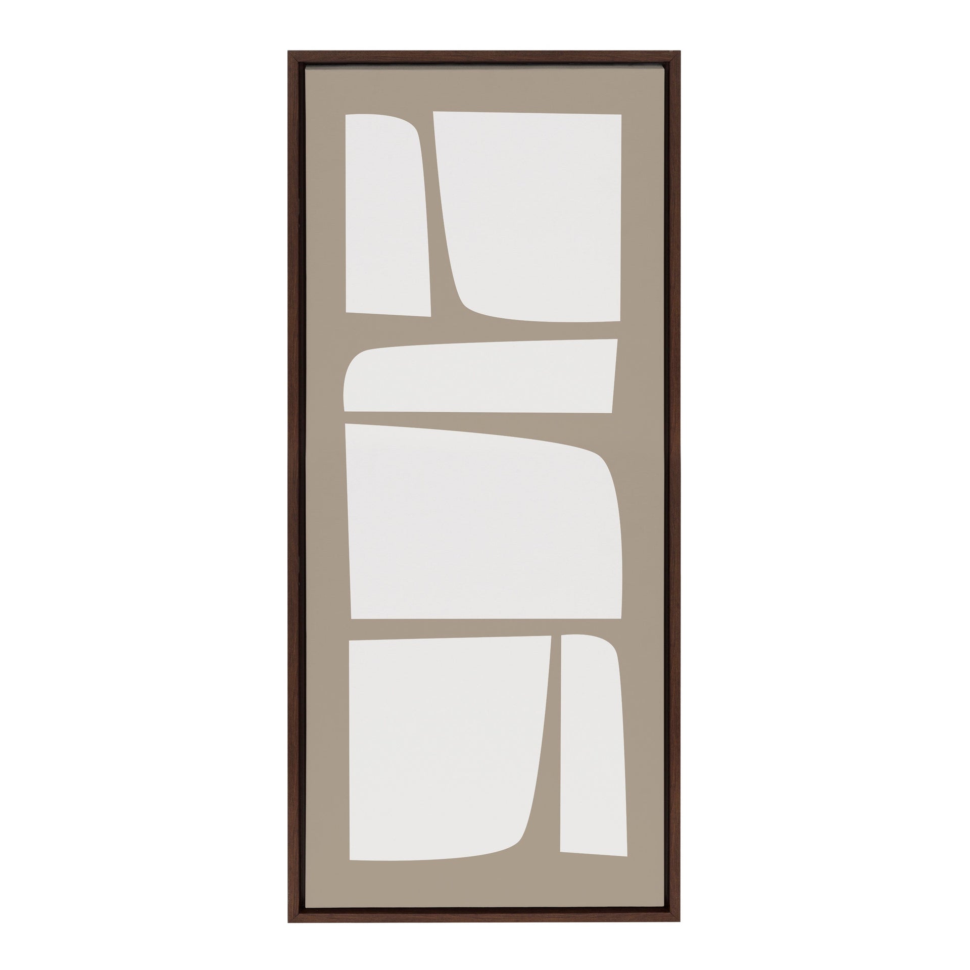 Sylvie Neutral Abstract Aztec Shapes Panel Framed Canvas by The Creative Bunch Studio