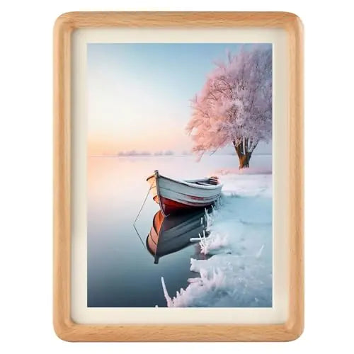 Zibrelte Natural Solid Wood 6x8 Picture Frame with 5x7 MatReal Beech Wood Photo Frames 6 by 8 for Tabletop Gallery Wall Hanging