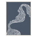 Sylvie Rich Blue Abstract River Framed Canvas by The Creative Bunch Studio