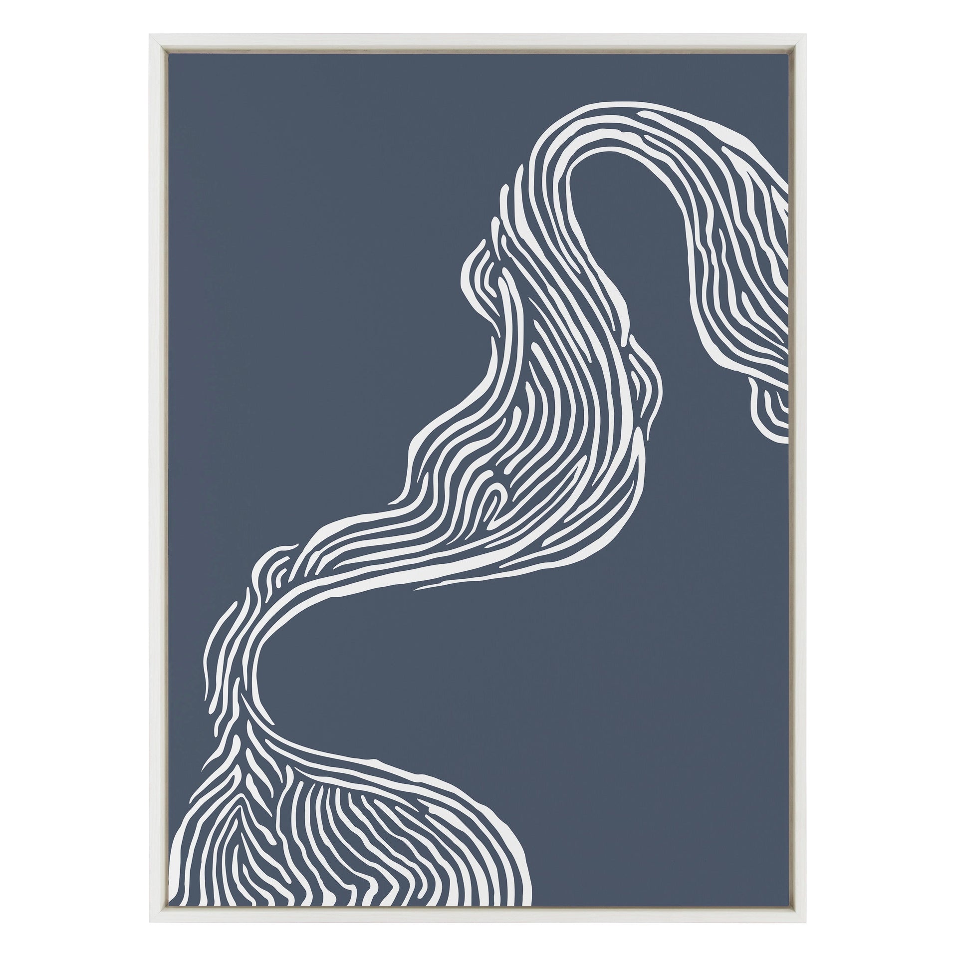 Sylvie Rich Blue Abstract River Framed Canvas by The Creative Bunch Studio