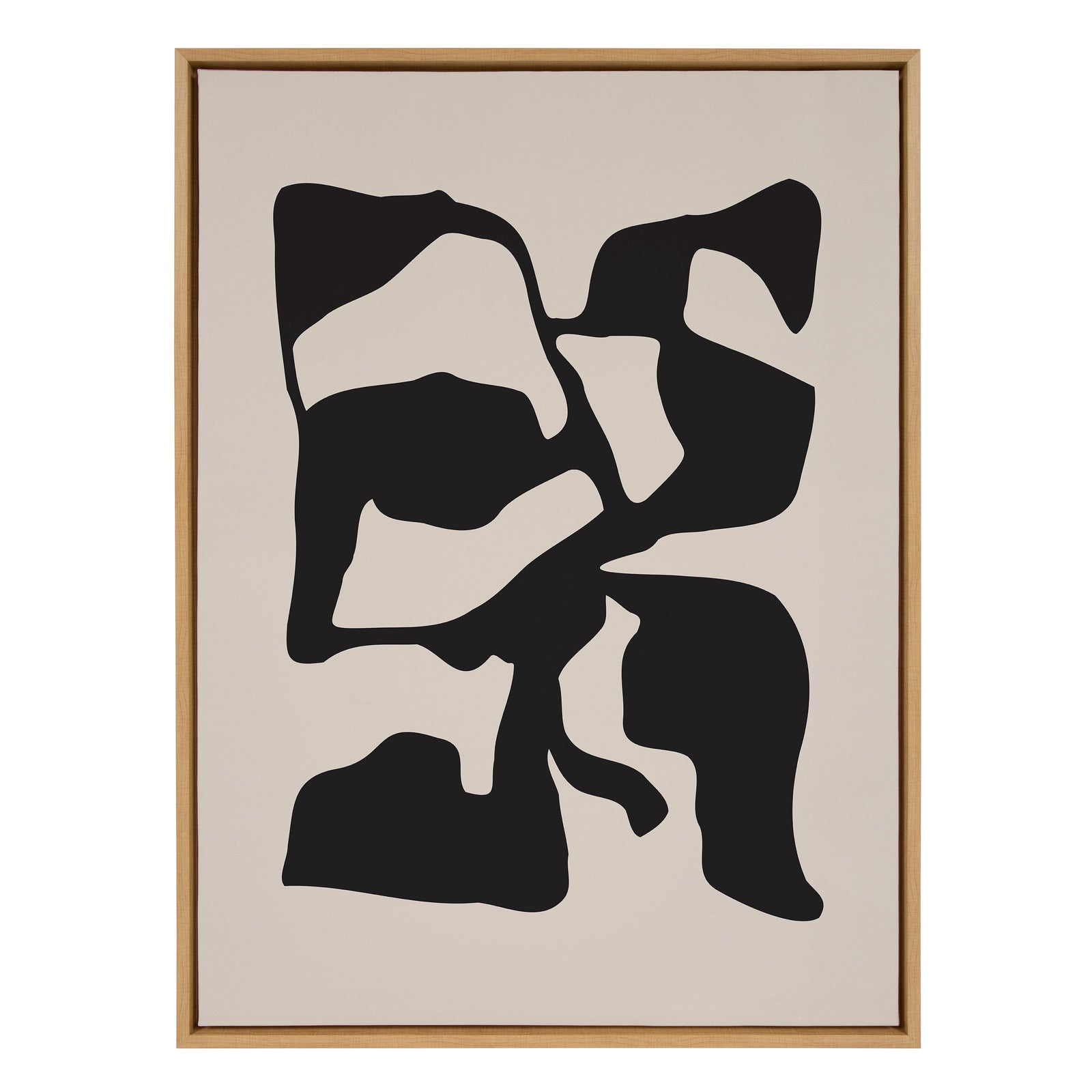 Sylvie Distorted Shapes of Black and Tan Framed Canvas by The Creative Bunch Studio